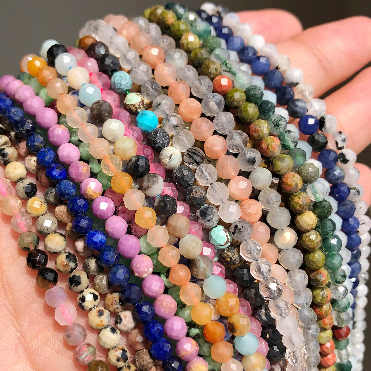 Stone Beads Faceted Emeralds Agates Crystal Gems Tiny Beadwork Bracelet Supplies