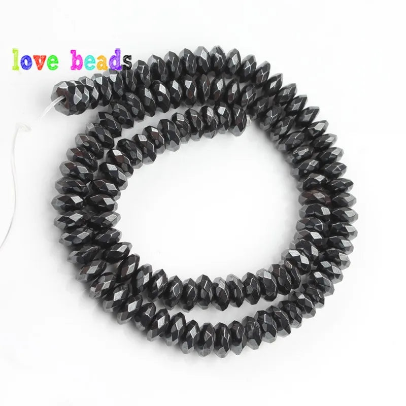 Stone Beads Flat Black Hematite-Style Spacers for DIY Jewelry Making Craft Beads