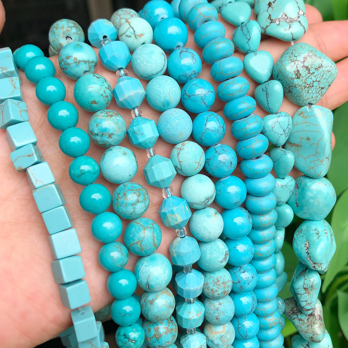 Stone Beads 18style Blue Turquoises-Style Matte Faceted Round Rondelles