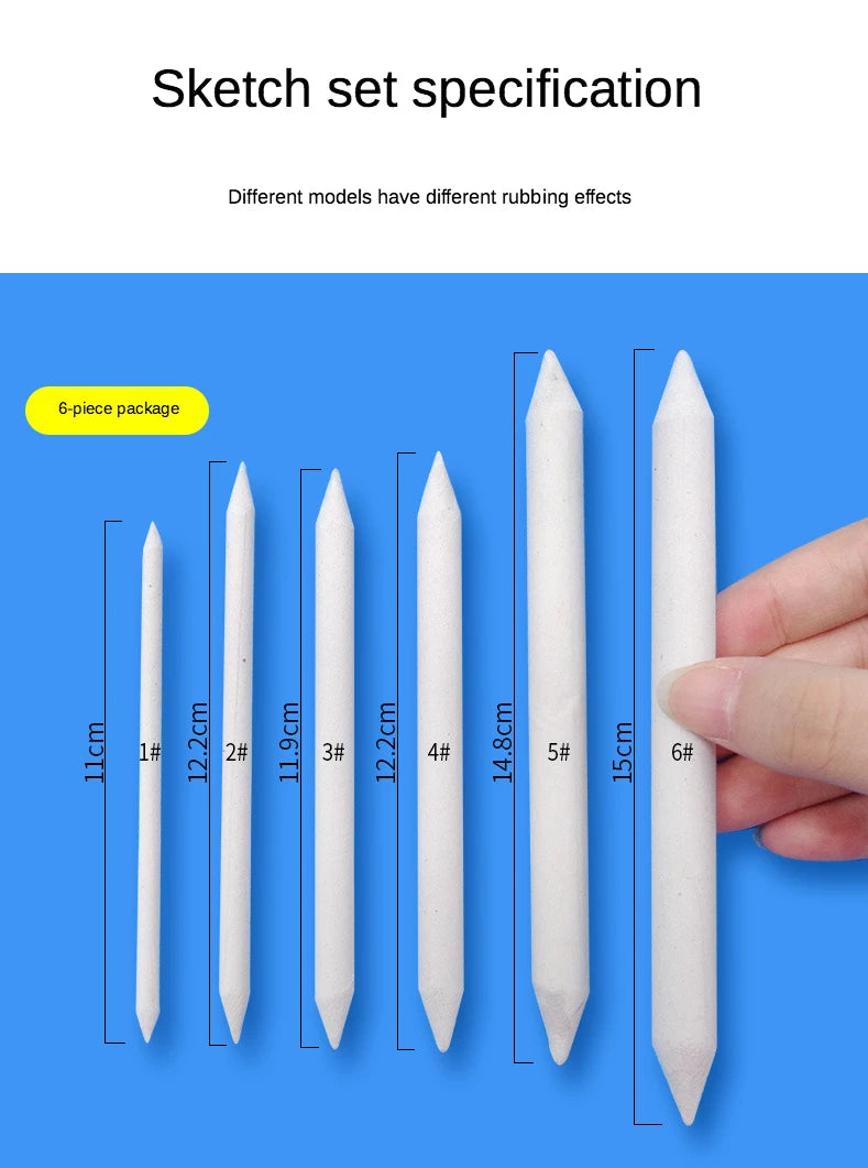 Blending Stumps Set — 3-Piece Rice Paper Tortillons for Charcoal & Sketch Art