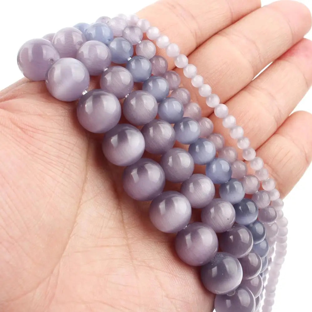 Glass Beads Round Cat Eye Opal-Style Mixed Colors for DIY Jewelry Making
