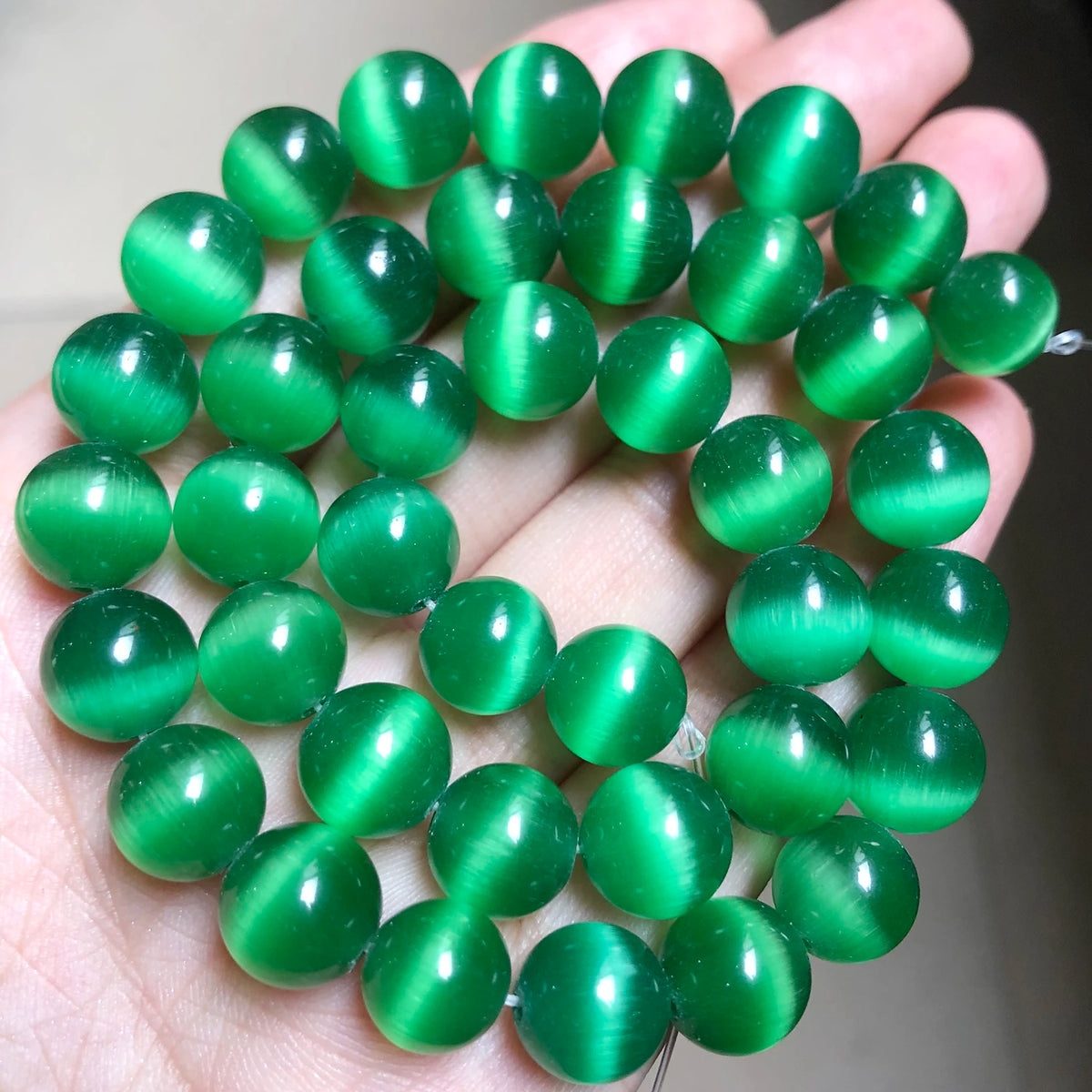 Glass Beads Pink Cat Eye Opal-Style Round for DIY Jewelry Making Craft Beads