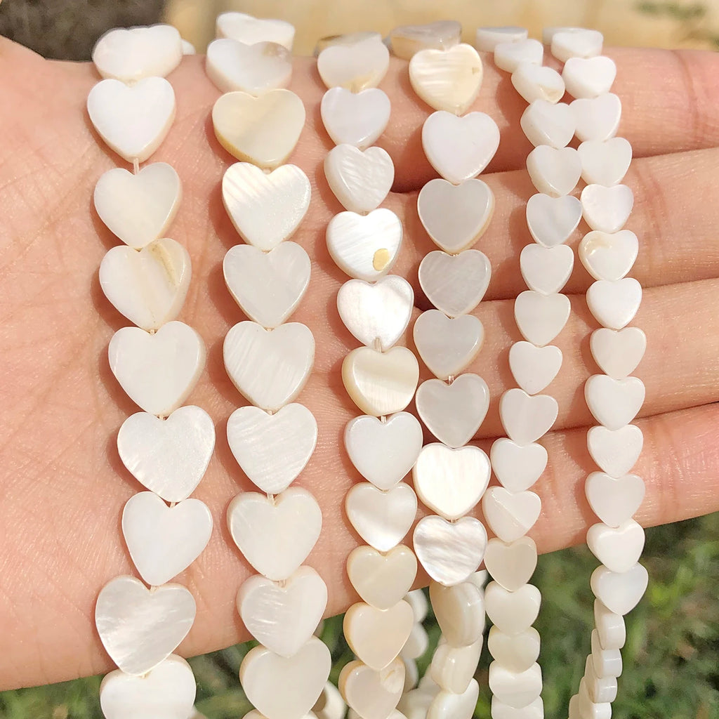 Shell Beads White Heart Mother-of-Pearl Styles for DIY Jewelry Making
