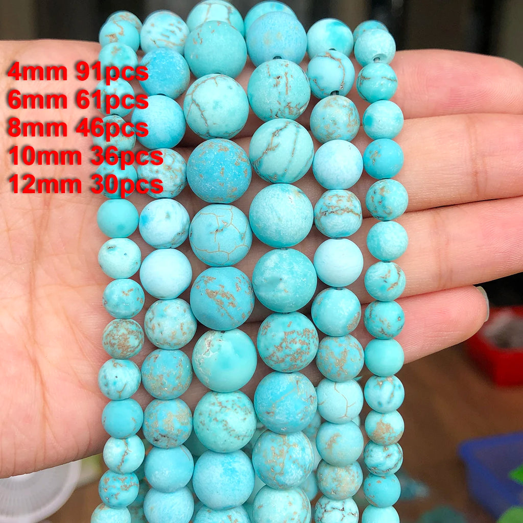 Stone Beads 18style Blue Turquoises-Style Matte Faceted Round Rondelles