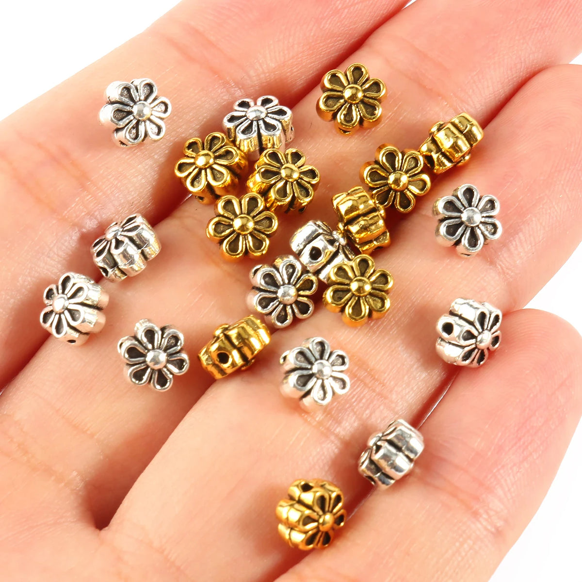 Metal Beads Flat Round Rhinestone Gold Color for DIY Jewelry Making Craft Beads