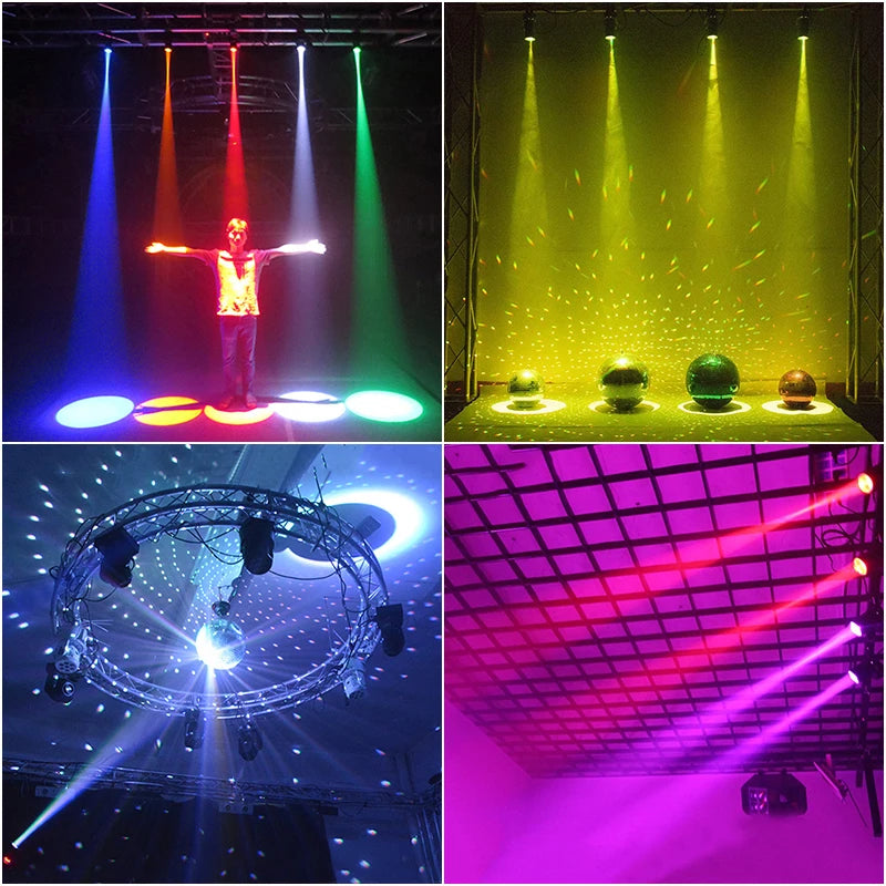 RGB Pinspot Spotlight 10W Remote Control, DJ Disco Stage, AILAMP