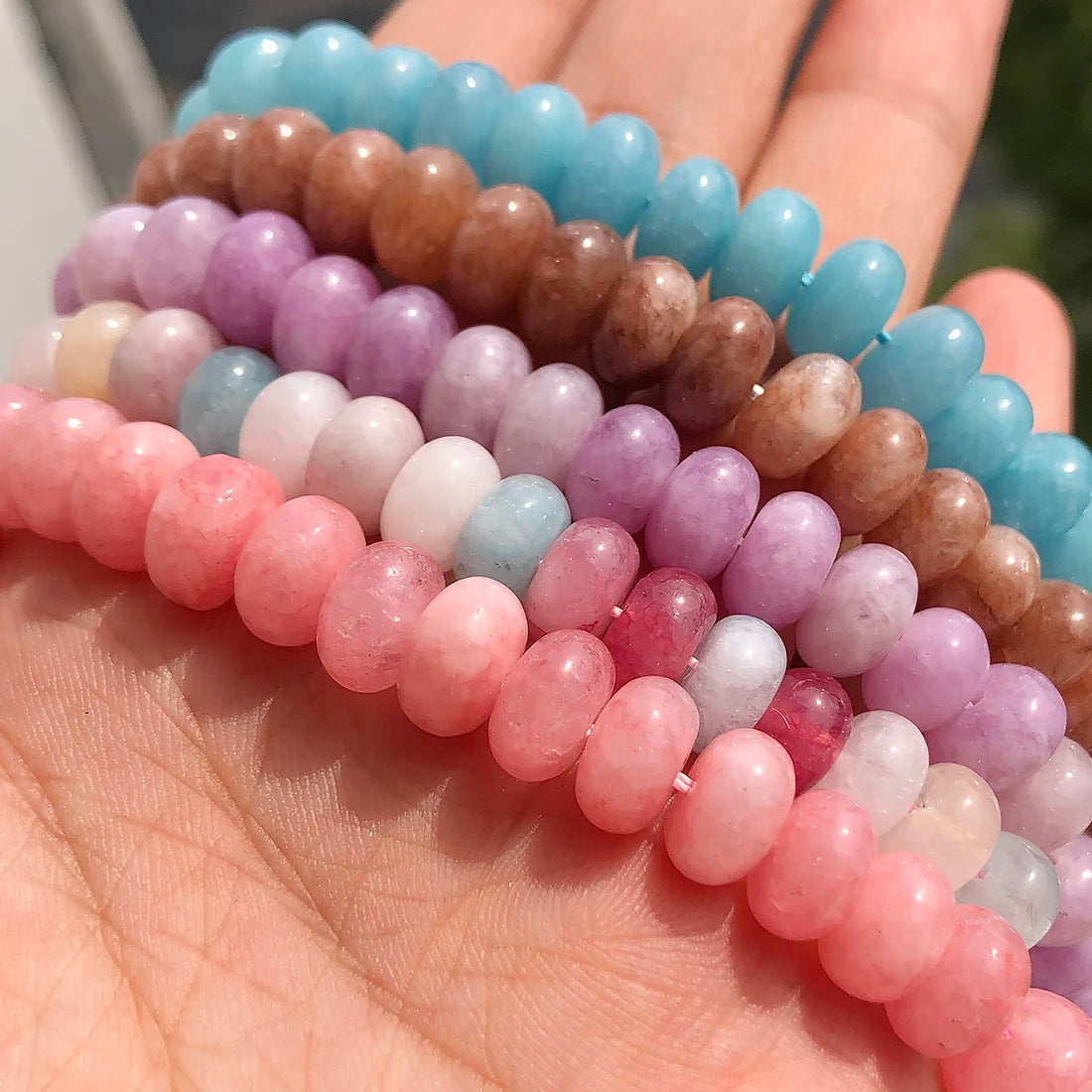 Stone Beads Round Purple Blue Angelite-Style Rondelle for DIY Jewelry Making