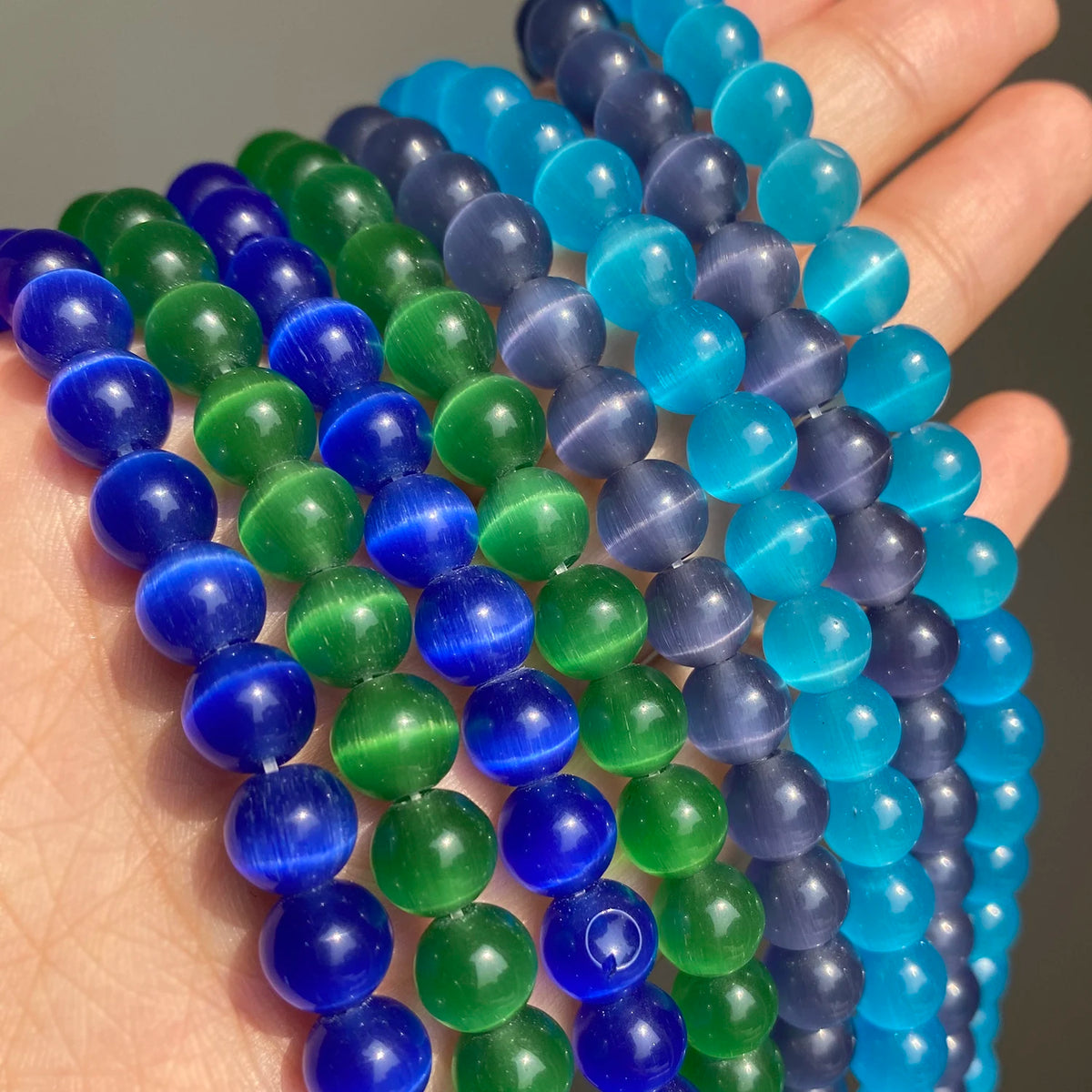 Glass Beads Pink Cat Eye Opal-Style Round for DIY Jewelry Making Craft Beads