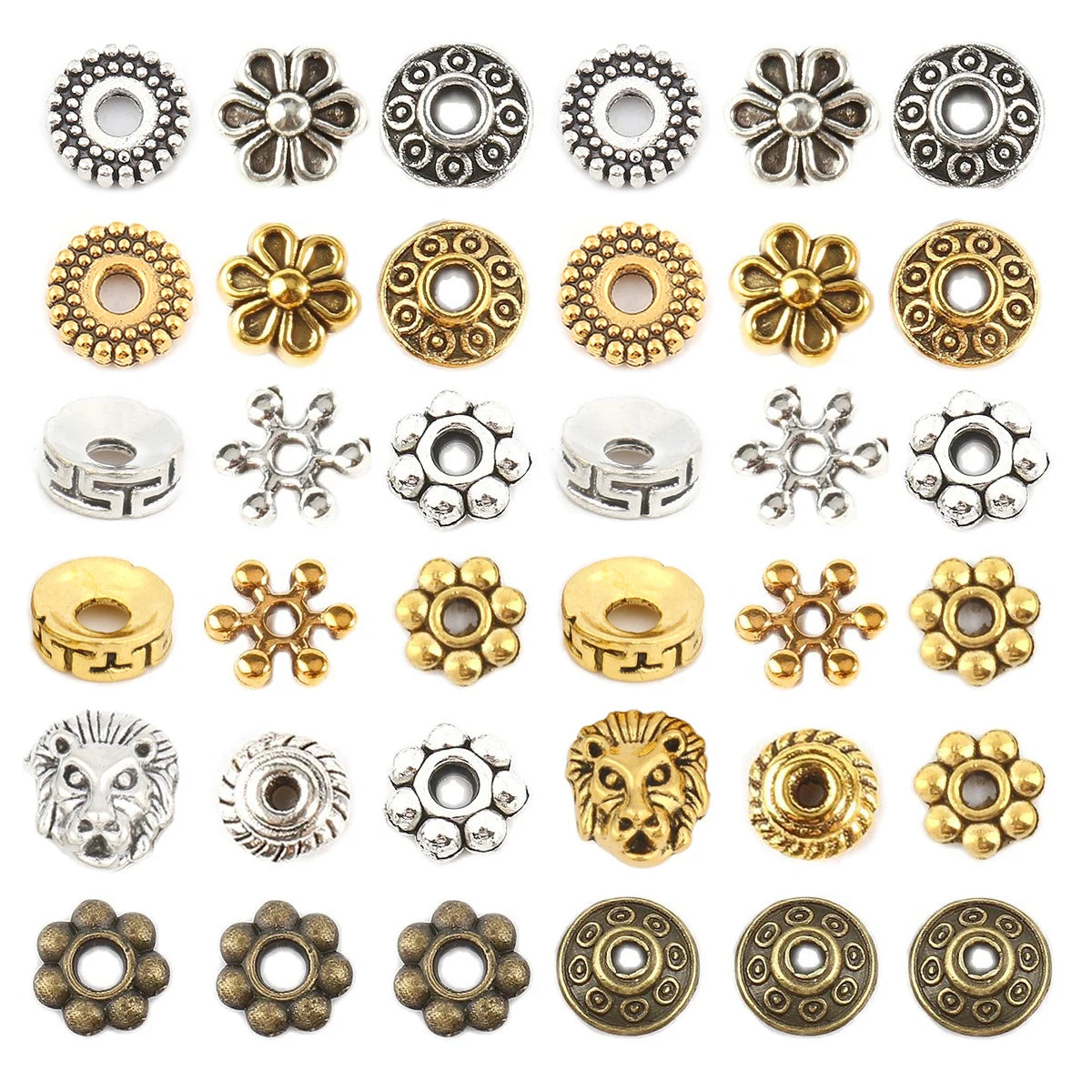 Metal Beads Flat Round Rhinestone Gold Color for DIY Jewelry Making Craft Beads