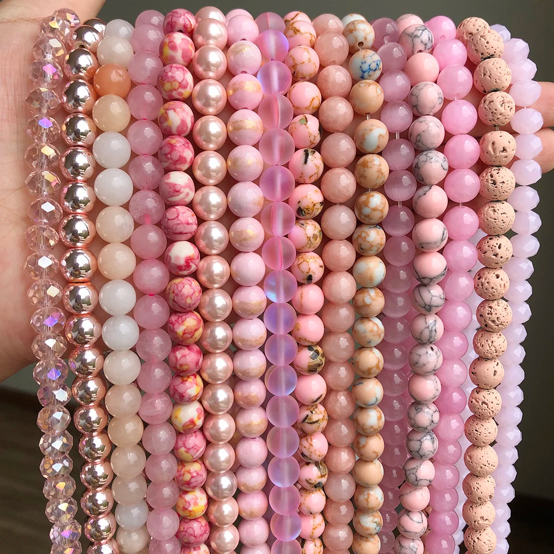 Beads Stones Rose Quartzs Pink Crystal Cat Eye Howlite-Style Jades-Style