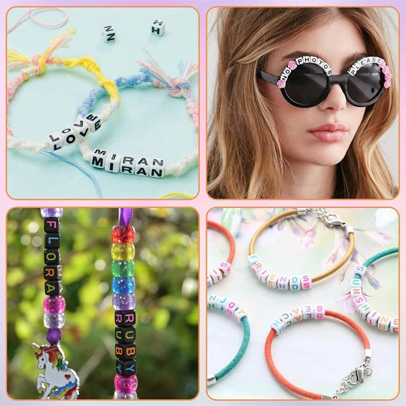 Acrylic Beads Pink Alphabet Letters Flat Round for DIY Jewelry Making