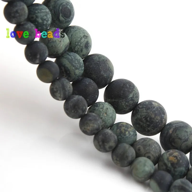 Stone Beads Dark Green Zebra Jaspers-Style Round Bracelet Perles Craft Beads
