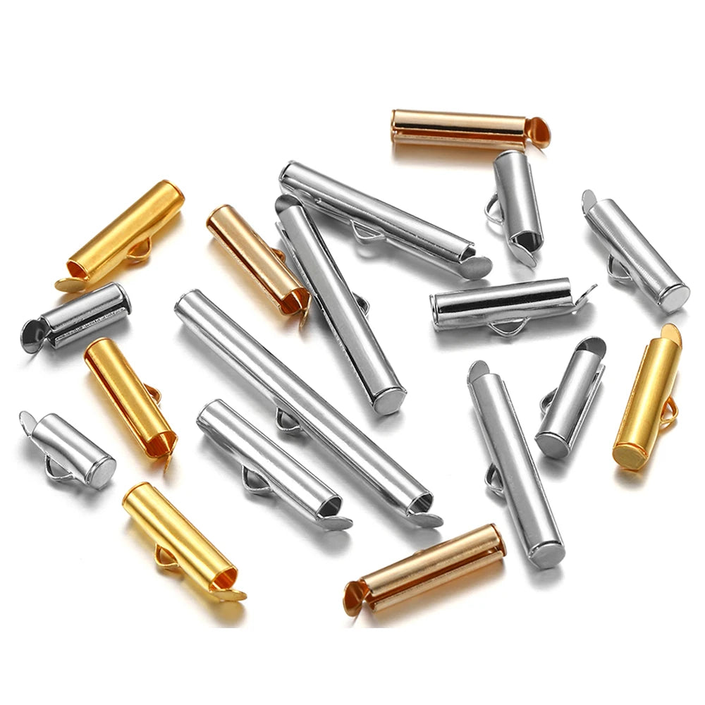 Cord End Clasps Slide-On Crimp Tube Buckles DIY Jewelry Making Craft Supplies