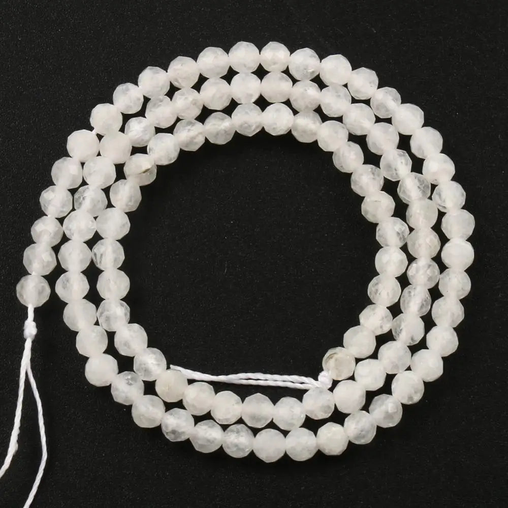 Stone Beads Tiny Faceted White Moonstone-Style for DIY Jewelry Making
