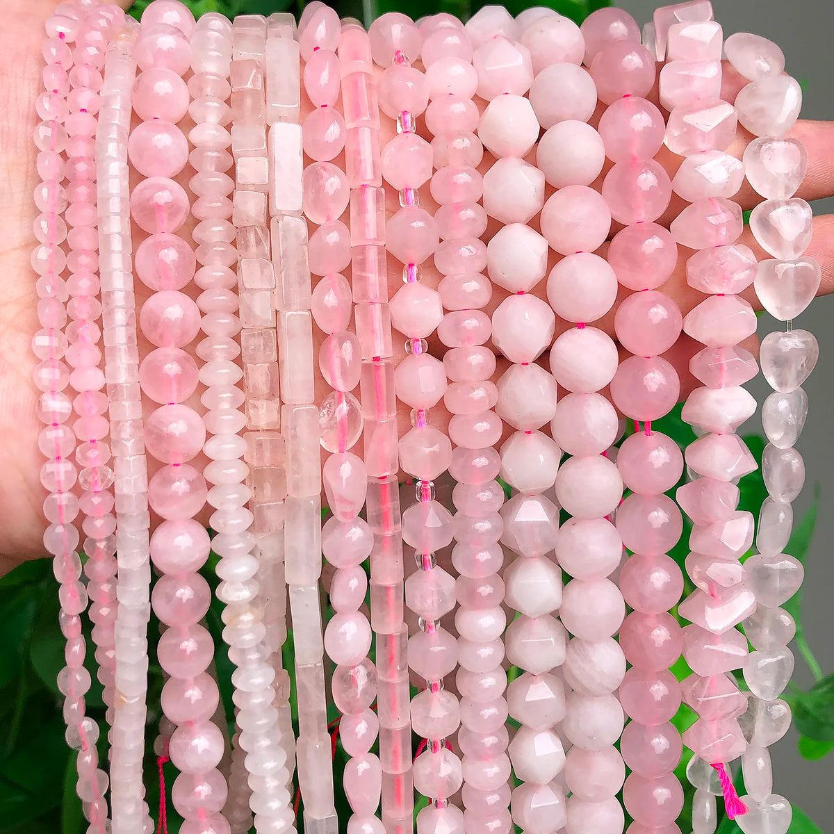 Stone Beads Pink Rose Quartz-Style Mixed Shapes for DIY Jewelry Making