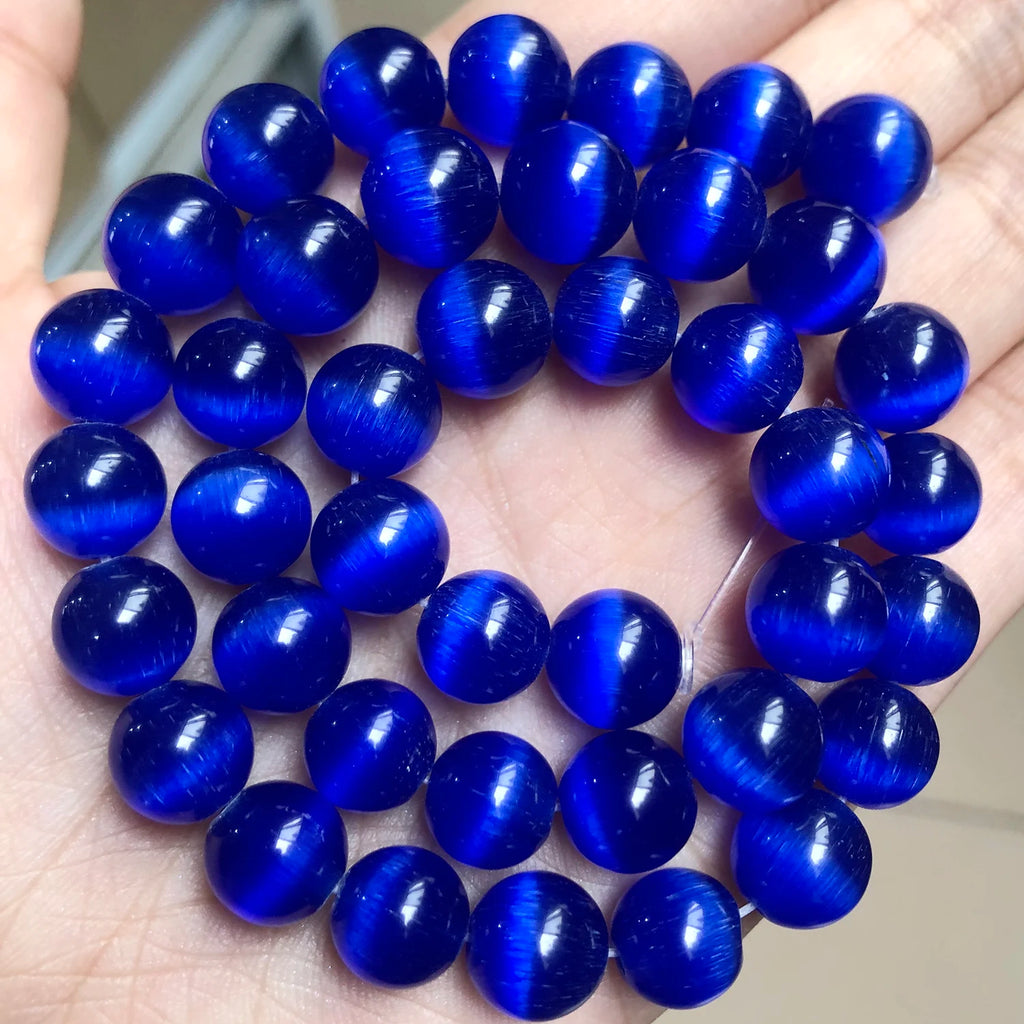 Glass Beads Pink Cat Eye Opal-Style Round for DIY Jewelry Making Craft Beads