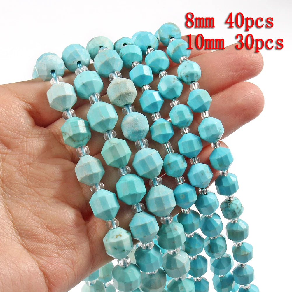 Stone Beads 18style Blue Turquoises-Style Matte Faceted Round Rondelles