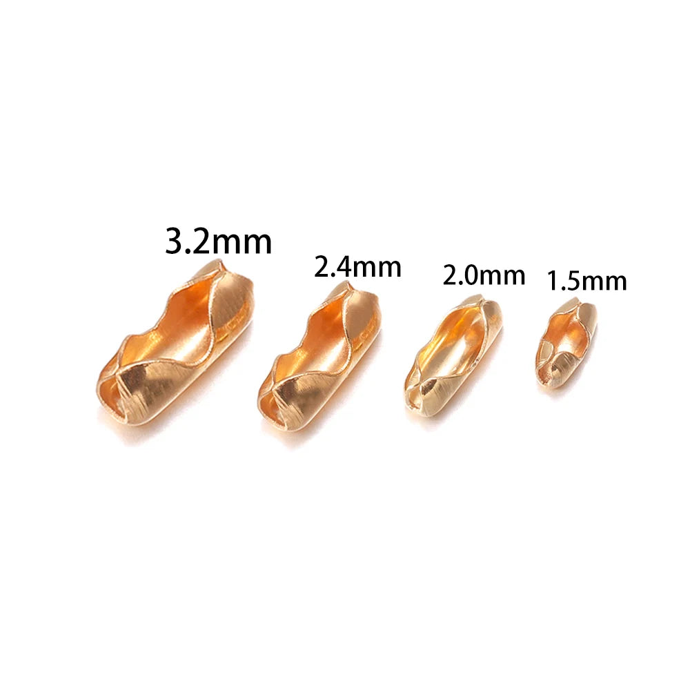 Ball Chain Connectors Metal Gold Color End Clasps DIY Jewelry Making