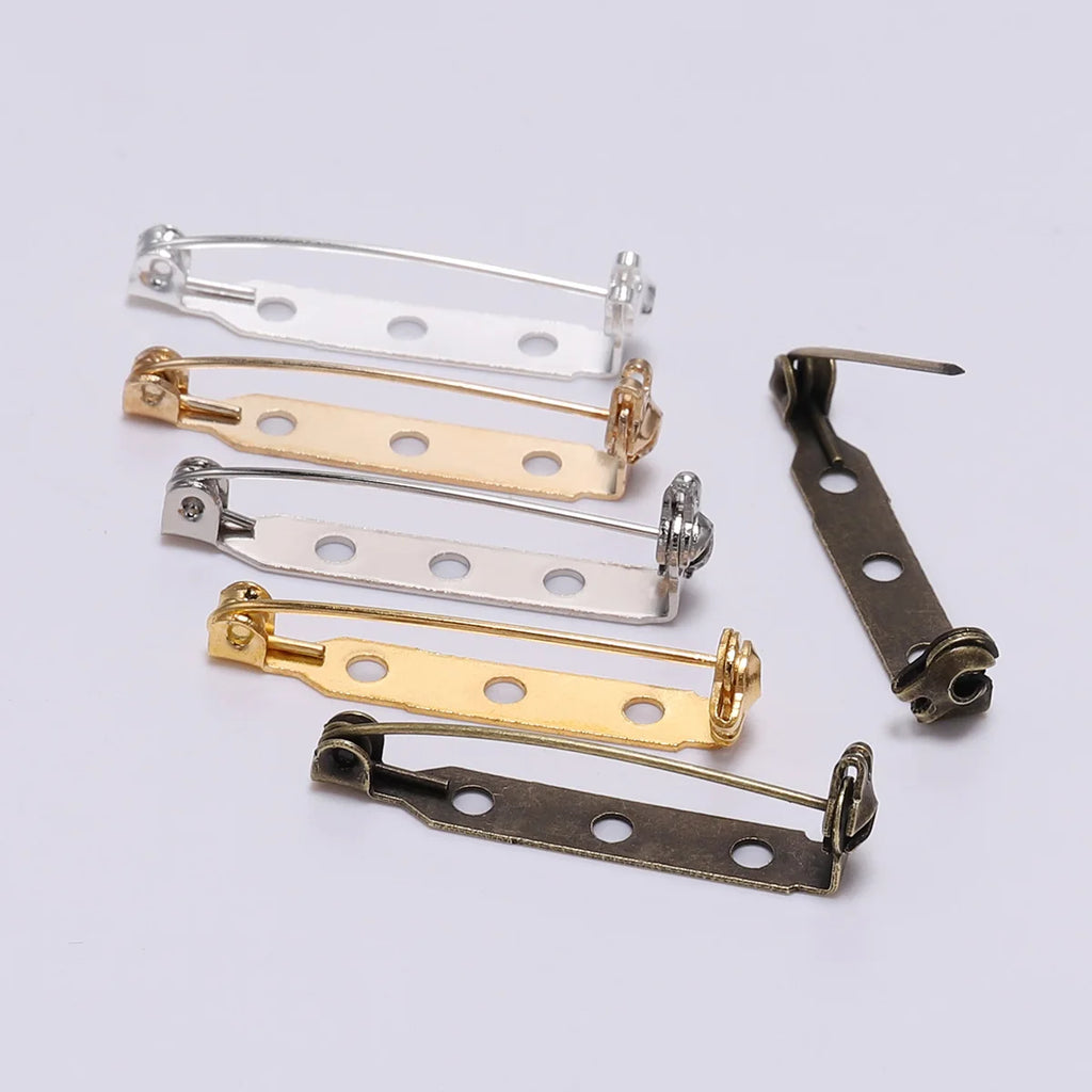 20pcs 20 25 32mm Plated Brooch Clip Base Blank Safe Lock Brooch Base Pin For Jewelry Making Findings Diy Jewelry Accessories