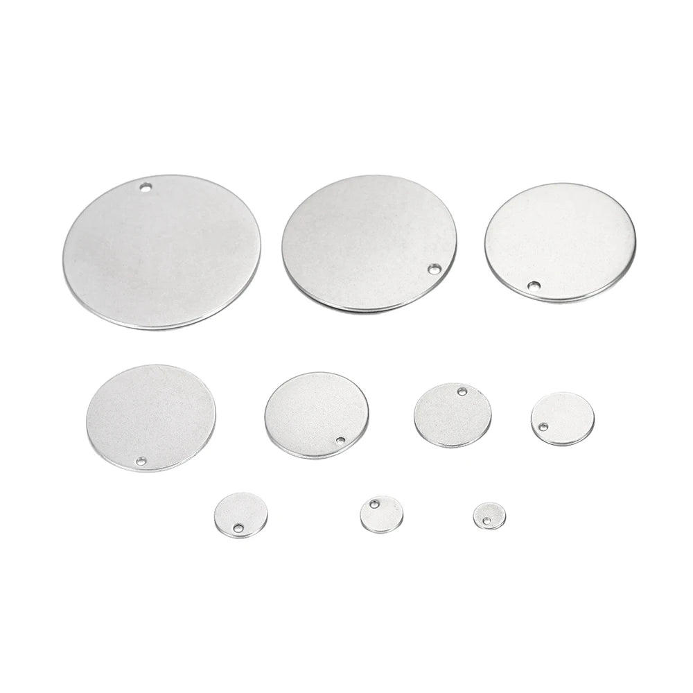 Jewelry Findings Round Stainless Steel Dog Tag Charms Pendants Craft Supplies