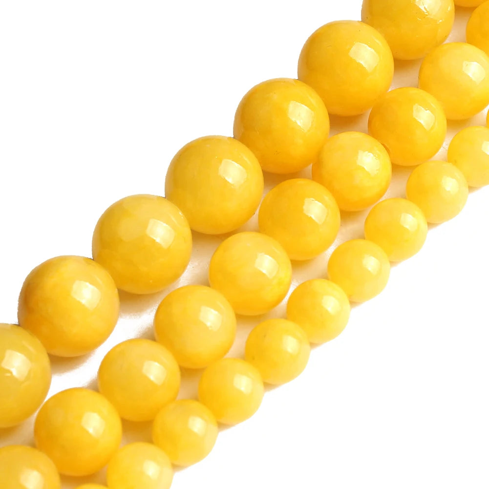 Stone Beads Round Yellow Jade Agate Hematite Styles for DIY Jewelry Making