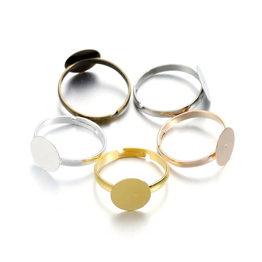 Ring Settings Metal Plating Adjustable Flat Blank Rings Base DIY Jewelry Making