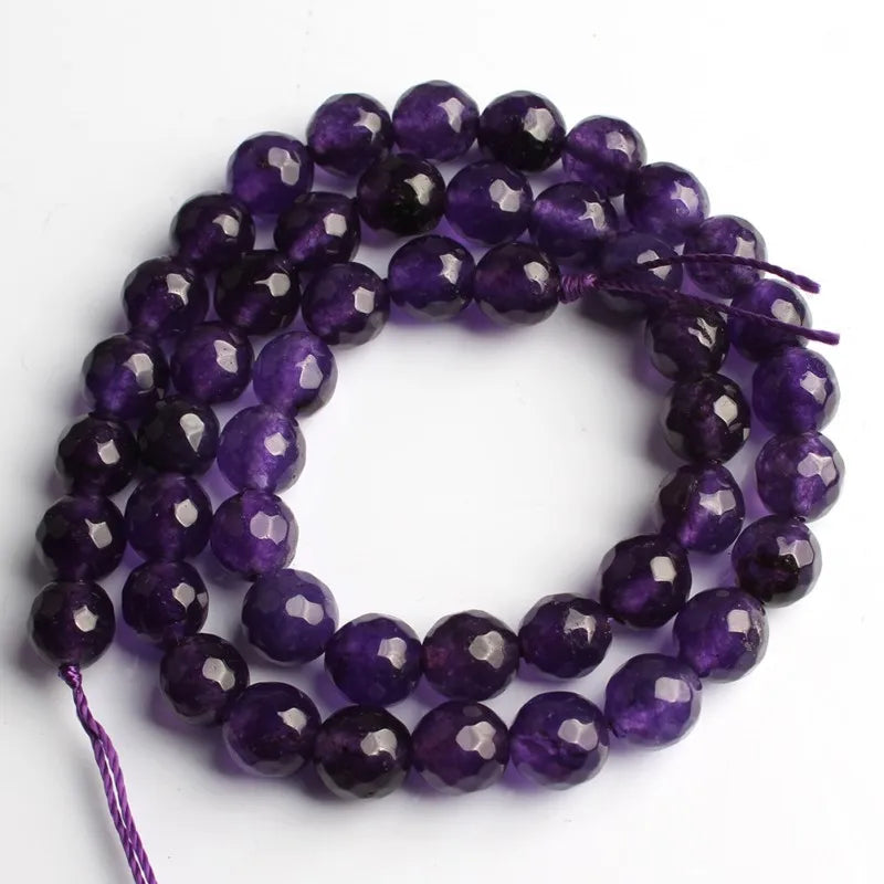 Stone Beads Faceted Pink Blue Chalcedony-Style Jades-Style Agates Round