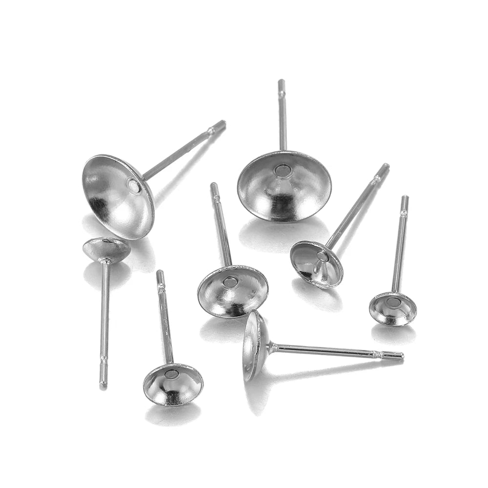 Earring Components Stainless Steel Settings Cabochon Bezel Trays Craft Supplies