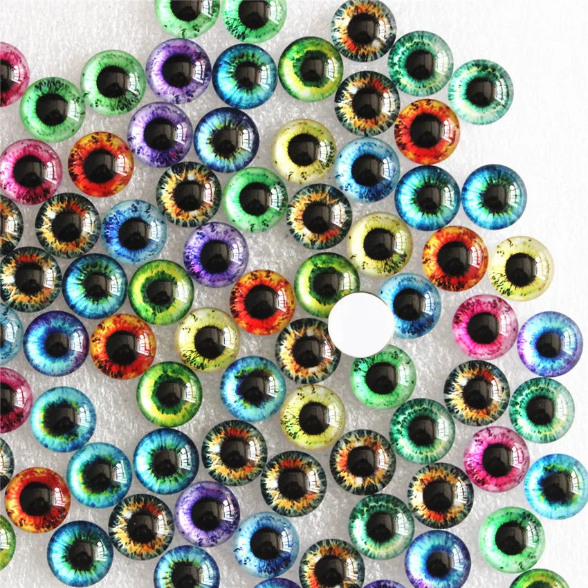 Doll Eyes From 6mm to 30mm Random Mixed Round Eyes In Pairs Pattern Glass Flatback Photo Cabochons Base DIY Msking Accessories