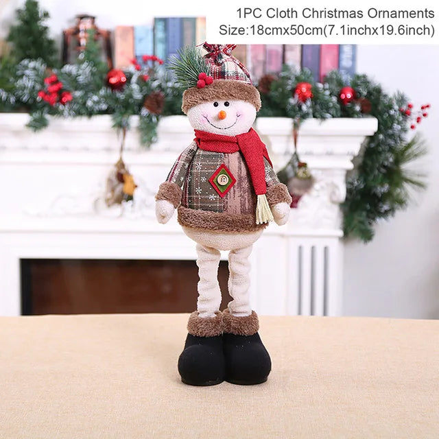 Christmas Standing Dolls Santa Snowman Reindeer Figurines Holiday Decor Gift