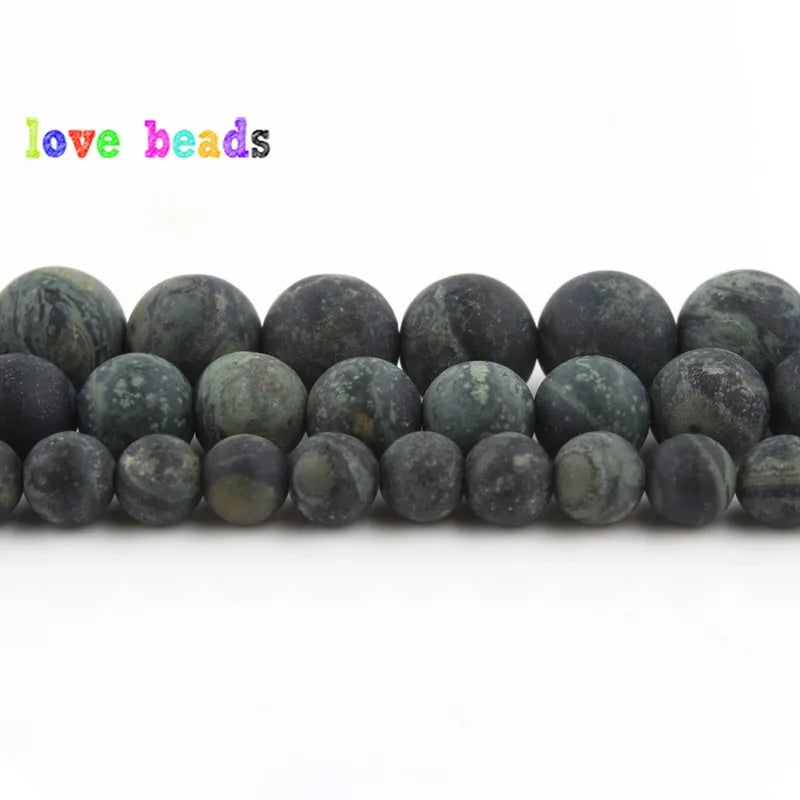 Stone Beads Dark Green Zebra Jaspers-Style Round Bracelet Perles Craft Beads