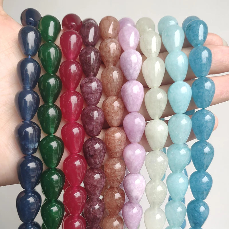 Stone Beads Jades-Style Angelite Amazonite Waterdrop Shape Bracelet Craft Beads