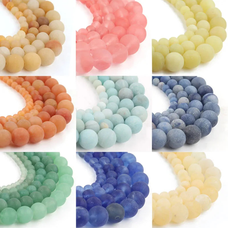 Stone Beads Matte Amazonite Agate Aventurine Styles for DIY Jewelry Making