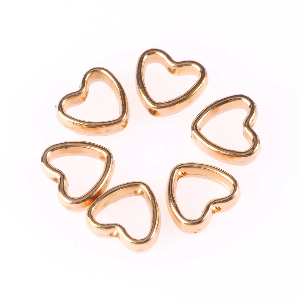 CCB Bead Frames Gold Color Heart Double-Hole for DIY Jewelry Making Craft Beads
