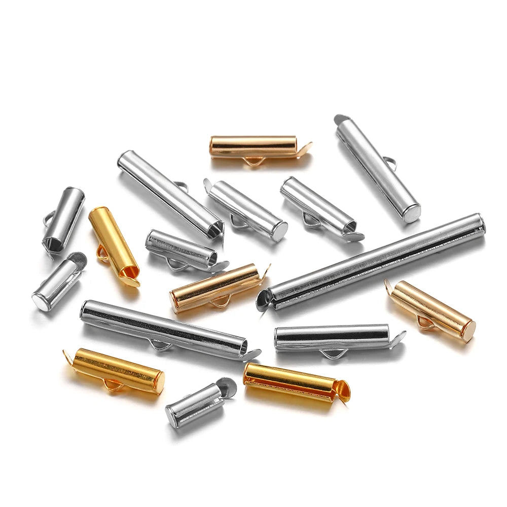 Cord End Clasps Slide-On Crimp Tube Buckles DIY Jewelry Making Craft Supplies