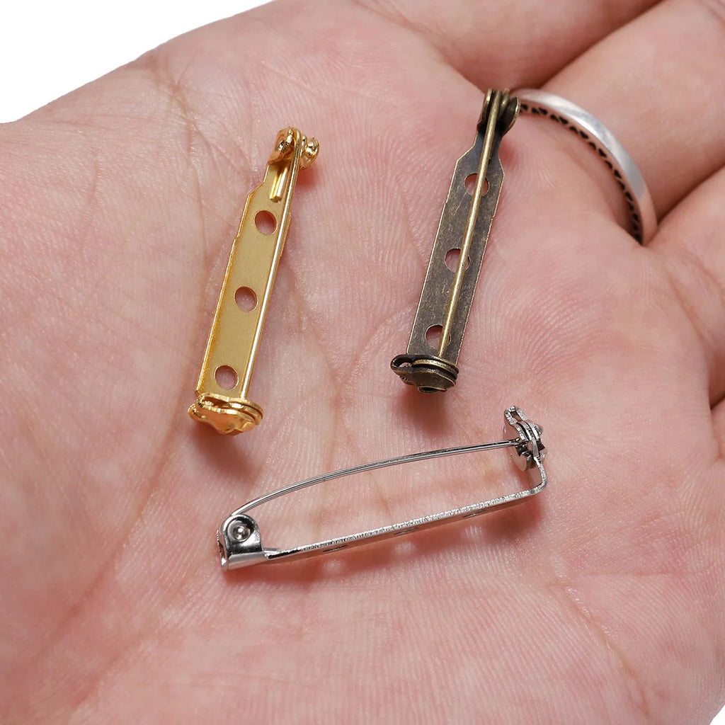 20pcs 20 25 32mm Plated Brooch Clip Base Blank Safe Lock Brooch Base Pin For Jewelry Making Findings Diy Jewelry Accessories