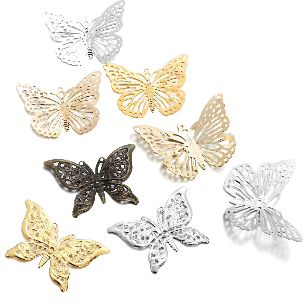 Jewelry Findings Butterfly Filigree Wraps Metal Charm Pendant DIY Jewelry Making