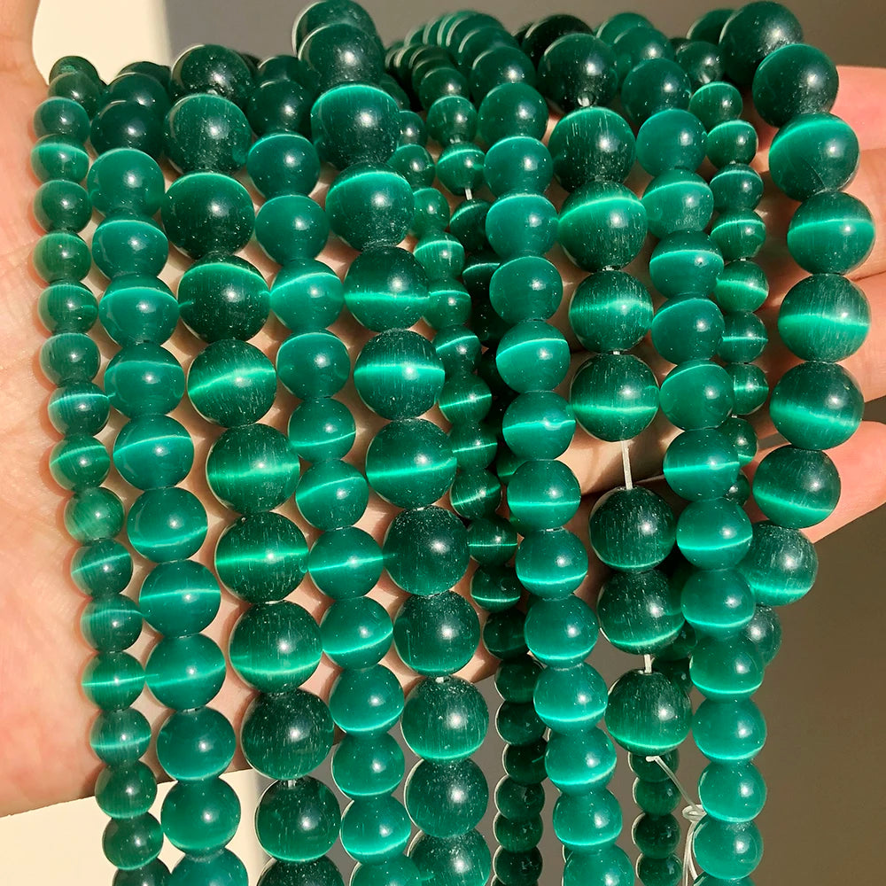 Stone Beads Round Green Agate Jasper Tiger Eye Styles for DIY Jewelry Making