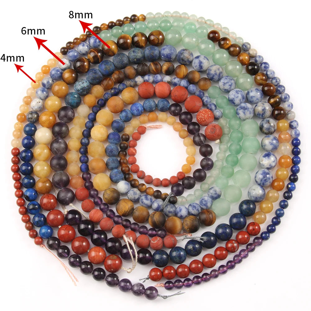 Stone Beads Matte Round Morganite Agate Tiger Eye Styles for DIY Jewelry Making