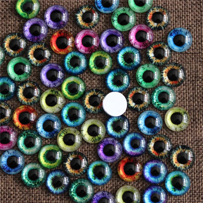 Doll Eyes From 6mm to 30mm Random Mixed Round Eyes In Pairs Pattern Glass Flatback Photo Cabochons Base DIY Msking Accessories