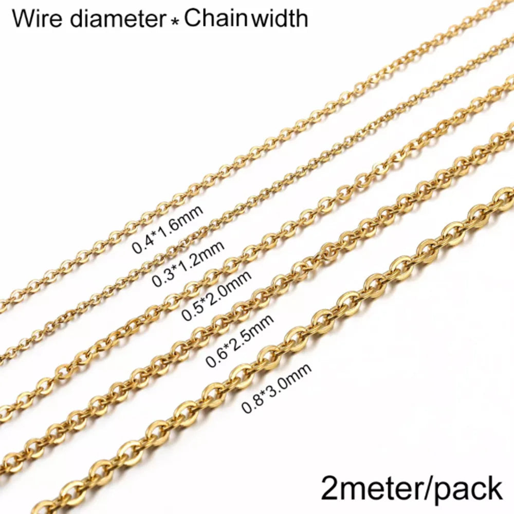 Jewelry Chains . Stainless Steel Necklace Gold Color Bulk Chain Craft Supplies