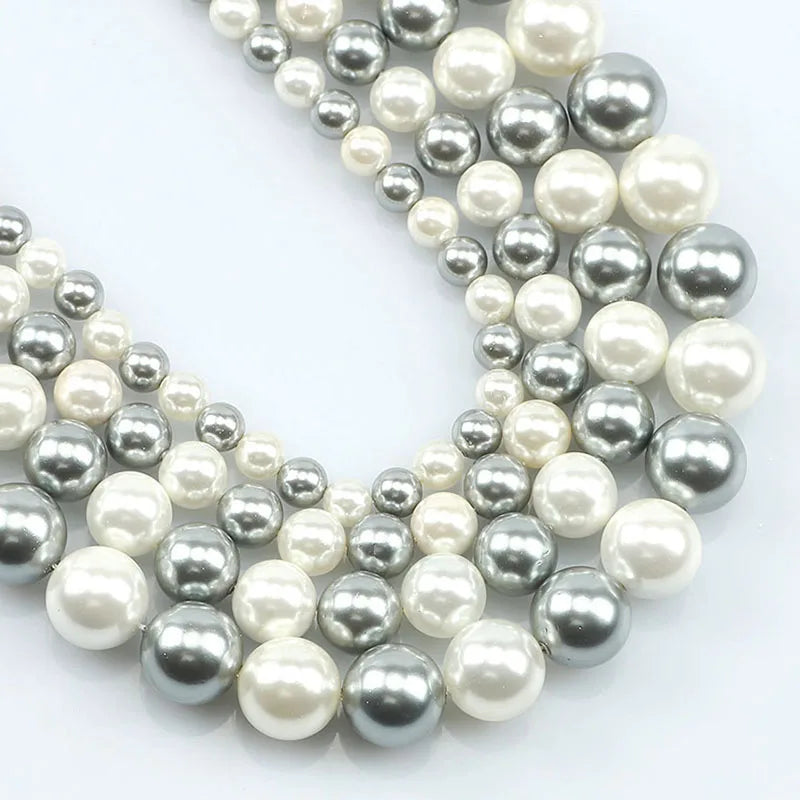 Shell Beads Round Pearl-Style Assorted Colors for DIY Jewelry Making Craft Beads