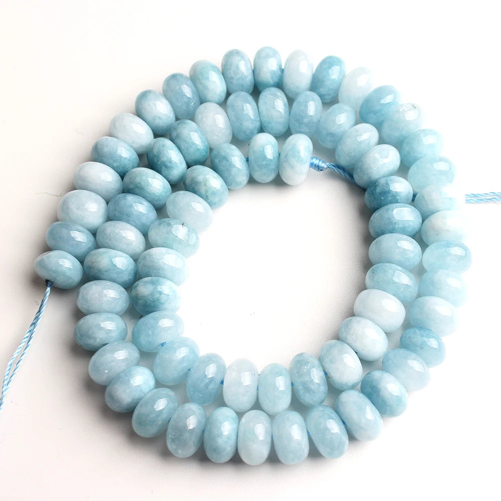 Stone Beads Round Purple Blue Angelite-Style Rondelle for DIY Jewelry Making