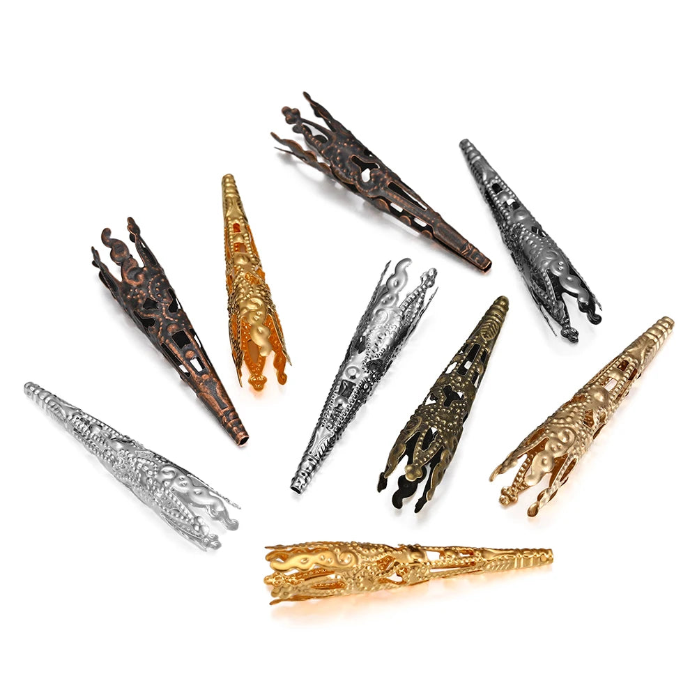 Earring Components Hollow Out Cone Filigree Bugle Flower End Caps Craft Supplies