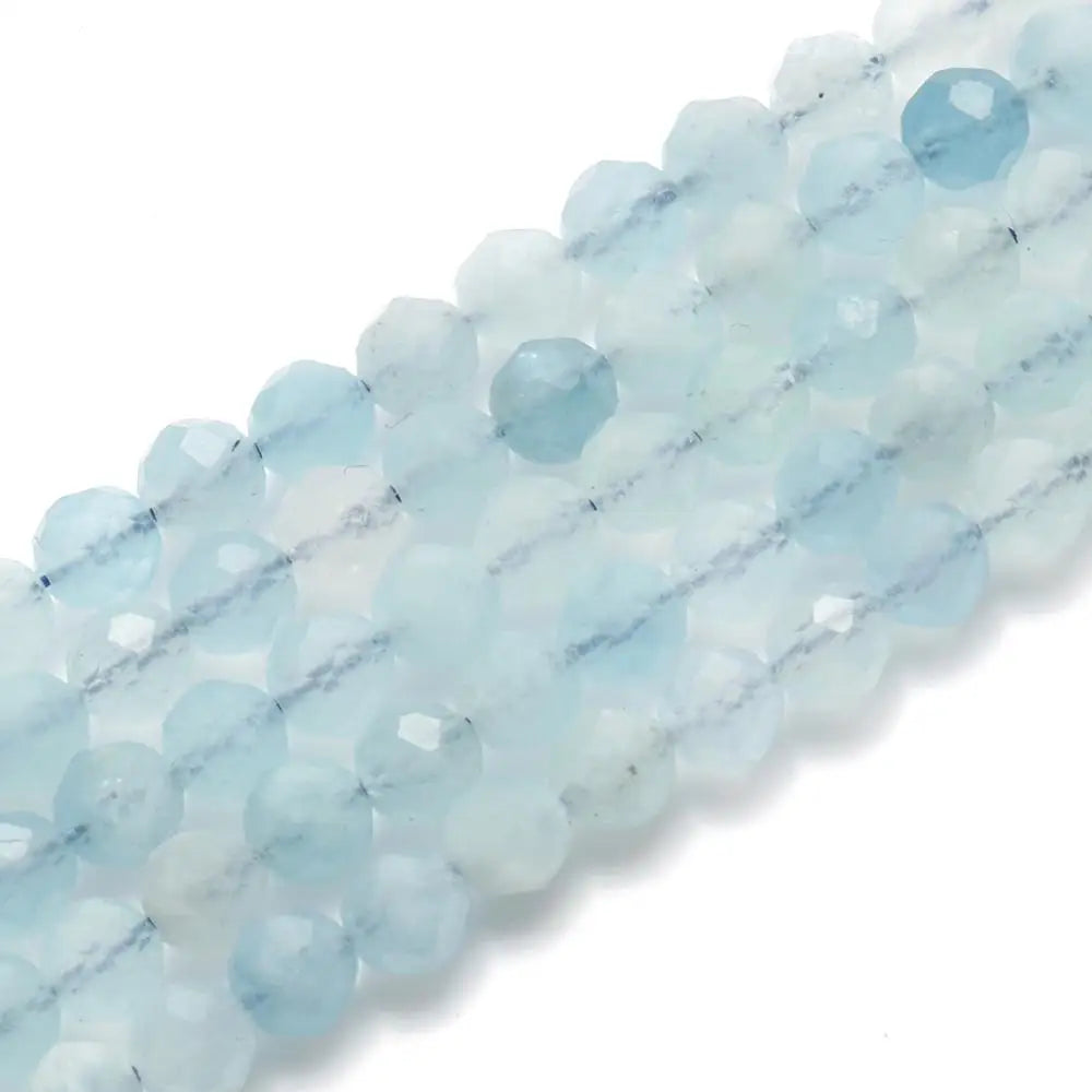 Stone Beads Blue Aquamarines-Style Gems Faceted Tiny Bracelet Bracelet Supplies