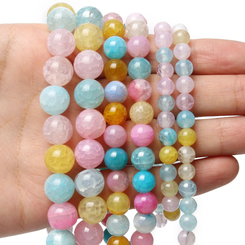 Stone Beads Round Jade Chalcedony Styles for DIY Jewelry Making Craft Beads