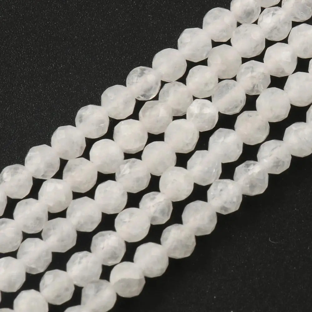 Stone Beads Tiny Faceted White Moonstone-Style for DIY Jewelry Making