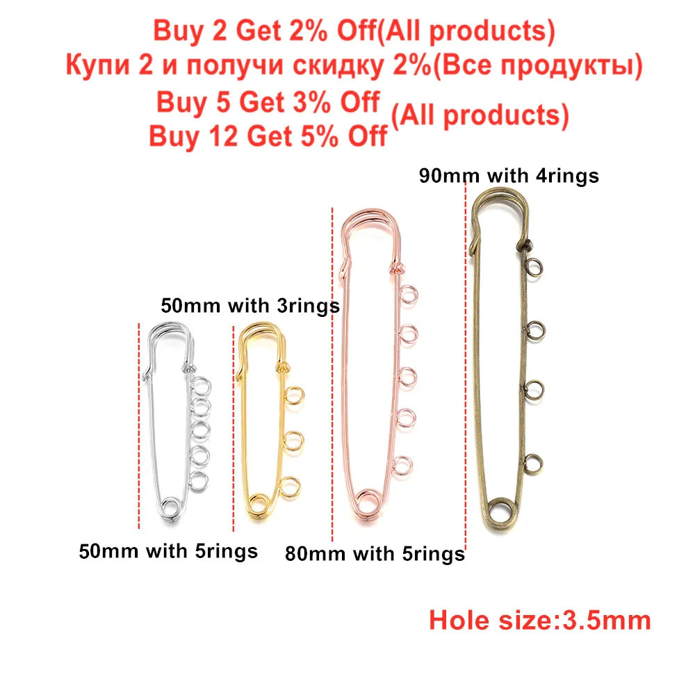 Safety Pins Brooch Blank Base Brooch Rings Pin DIY Jewelry Making Craft Supplies