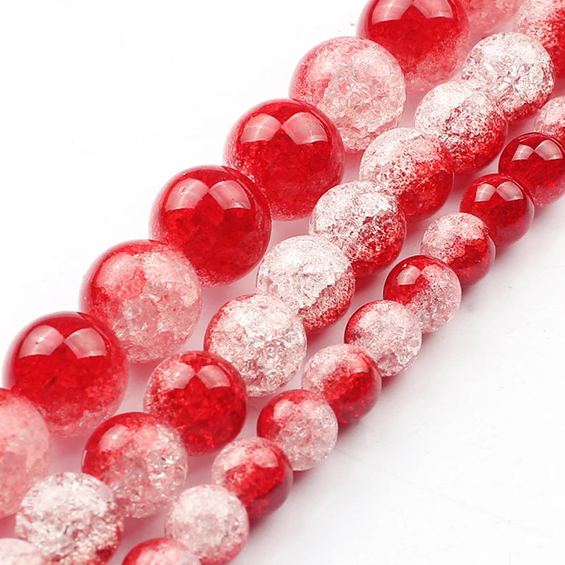 Stone Beads Round Multicolor Cracked Quartz-Style for DIY Jewelry Making