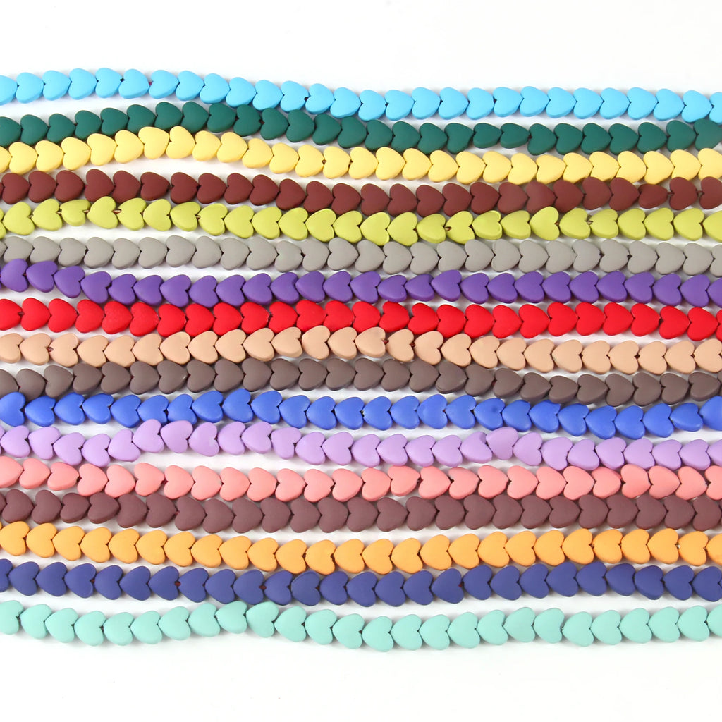 Stone Beads Rubber Heart Shape Multicolor Hematite Round Bracelet Craft Beads